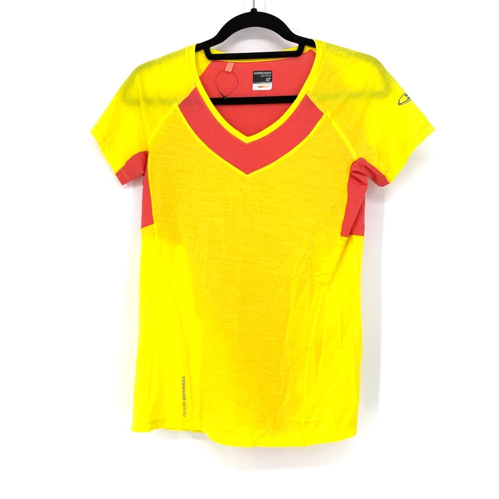 Icebreaker Sz S V-Neck Tee Colorblock Merino Wool